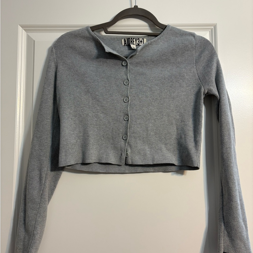 Audrey 3+1 Light Gray Button Down Top